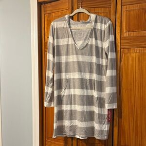 Merona Gray and White Striped Coverup